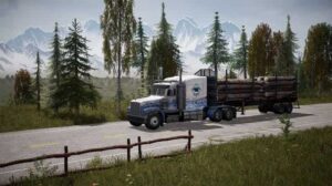 Trucker navigating icy Alaskan roads in Alaskan Road Truckers: Trucking Hell DLC