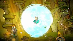 Bo: Path of the Teal Lotus gameplay screenshot showcasing vibrant Japanese-inspired art and dynamic platforming. Bo: Path of the Teal Lotus Review