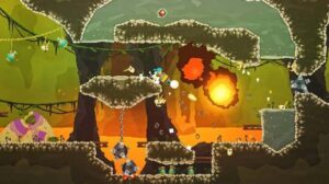 Pepper Grinder gameplay showing Pepper digging through various terrains.